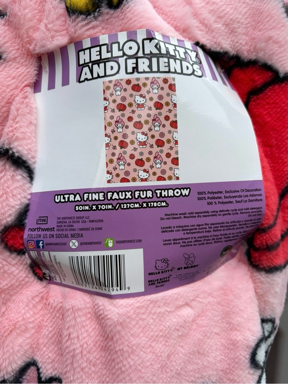 Sanrio Hello Kitty & My Melody Pink Fall Cozy Throw